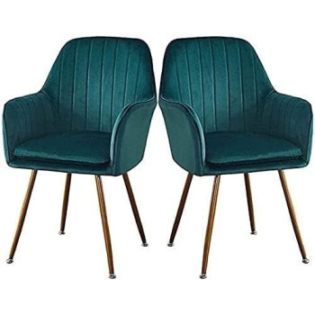 BINZII Dining Chairs Set For Dining Kitchen Or Shop, Kitchen Velvet Dining Chair Set Of 2 Kitchen Dining Room Chair Living Room High Back Armchair With Metal Legs Velvet Seat (Colour : Green)