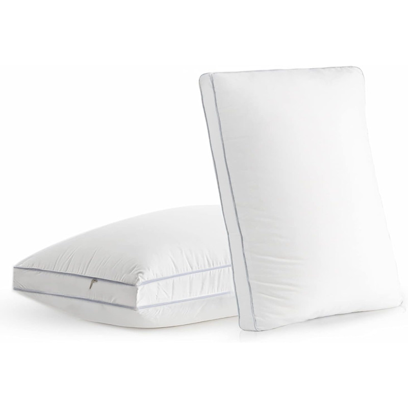 Bed Pillows For Sleeping, Standard Size Cooling Pillows Set Of 2, Hotel Collection Sleeping Pillow, Soft And Supportive Gusseted Pillows For Side, Back And Stomach Sleepers