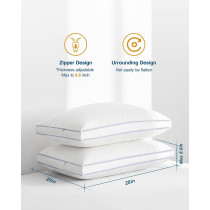 Bed Pillows For Sleeping, Standard Size Cooling Pillows Set Of 2, Hotel Collection Sleeping Pillow, Soft And Supportive Gusseted Pillows For Side, Back And Stomach Sleepers