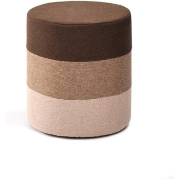 ZHONGQI Chair Stool Creative Footstool Ottoman Pouffe Stool,Sofa Dressing Change Shoes Bench Upholstered-Living Room Footrest Small Chair Seat Pouf Beanbag,Linen Fabric (Brown) (Size : Round),Size:Round: Beauty