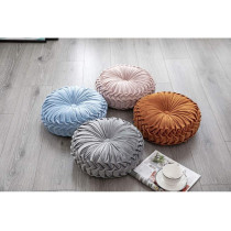 Melag Chair Seat Pads 6Pack Velvet Round Throw Pillow Handmade Round Pleated Floor Pillow Filled Cushionaâ€šPumpkin Chair Cushion Couch Floor Filled Cushion For Home Sofa Chair Bed Car Decor(Diameter 38*10Cm)