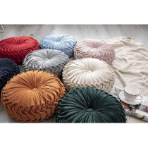 Melag Chair Seat Pads 6Pack Velvet Round Throw Pillow Handmade Round Pleated Floor Pillow Filled Cushionaâ€šPumpkin Chair Cushion Couch Floor Filled Cushion For Home Sofa Chair Bed Car Decor(Diameter 38*10Cm)