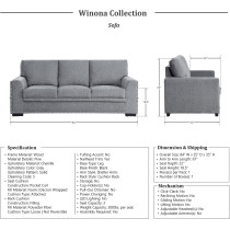 Lexicon Winona 2-Piece Living Room Set, Grey