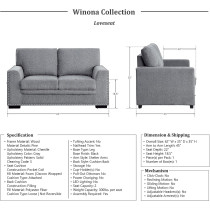 Lexicon Winona 2-Piece Living Room Set, Grey