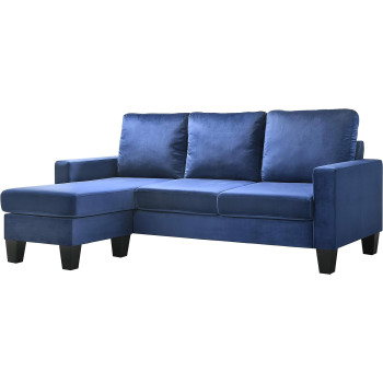 Glory Furniture Jessica, Navy Blue Sofa Chaise, 33" H X 77" W X 52" D
