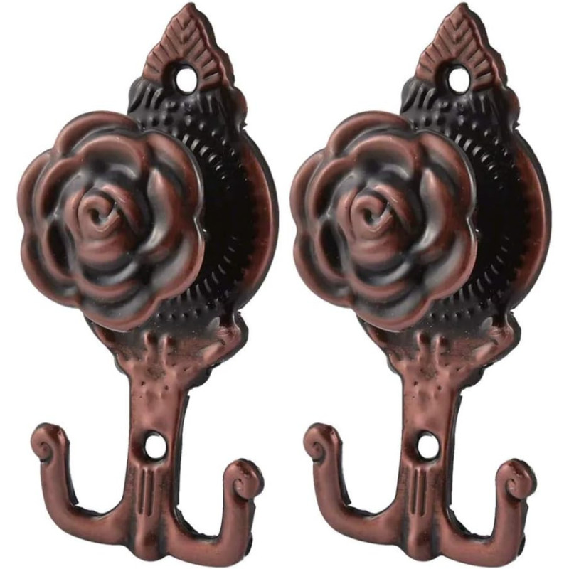 Set Of Rose Curtain Drapery Tiebacks Hook Holder