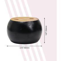 Doublelife Furniture Legs 4Pcs 50Mm Height Black Eucalyptus Wood Round Bun Furniture Feet