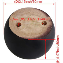 Doublelife Furniture Legs 4Pcs 50Mm Height Black Eucalyptus Wood Round Bun Furniture Feet
