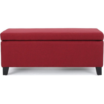 Christopher Knight Home Breanna Fabric Storage Ottoman, Deep Red