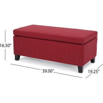 Christopher Knight Home Breanna Fabric Storage Ottoman, Deep Red