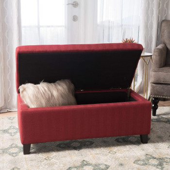 Christopher Knight Home Breanna Fabric Storage Ottoman, Deep Red
