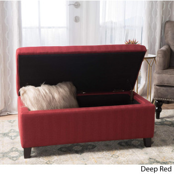 Christopher Knight Home Breanna Fabric Storage Ottoman, Deep Red