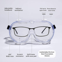WSGG Medical Goggles, Fda Registered, Safety Goggles, Fit Over Glasses, Anti-Fog, Anti-Splash (1 Pack)