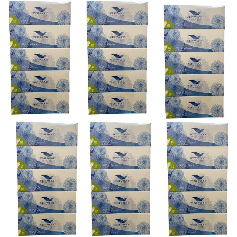 Facial Tissue, Assorted Pack Of 30 Boxes (200Sheets X 2Ply)