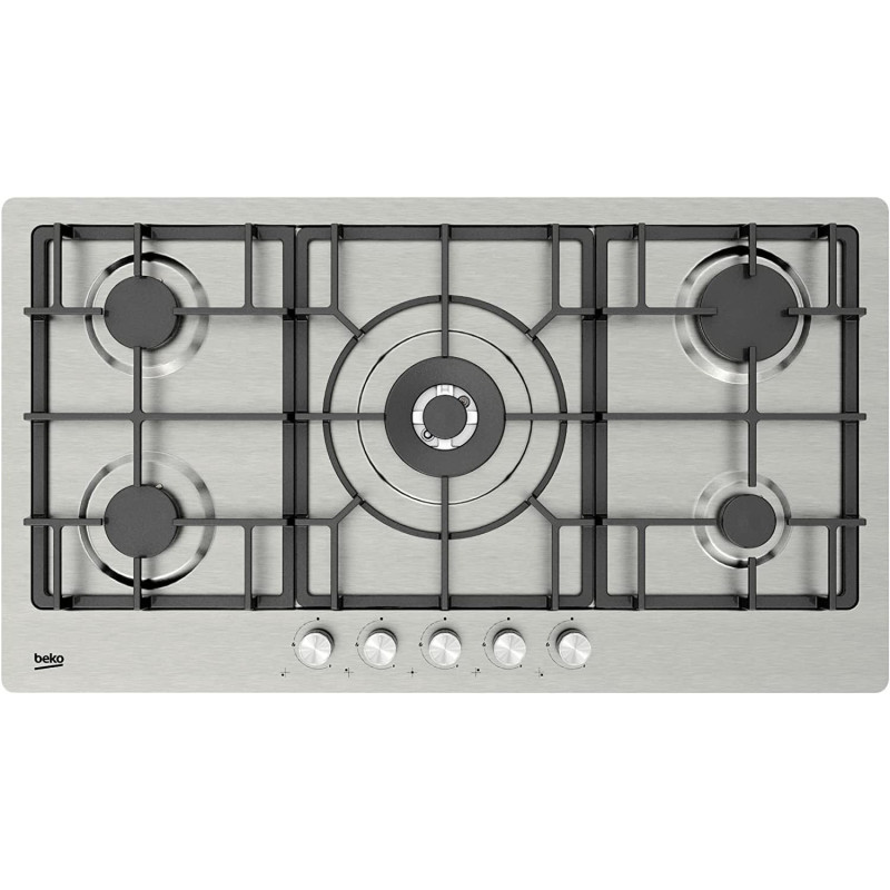 Beko 90 cm Gas Hob with 5 Standard Burners-HIMW95225SXEL"Min 1 year manufacturer warranty"