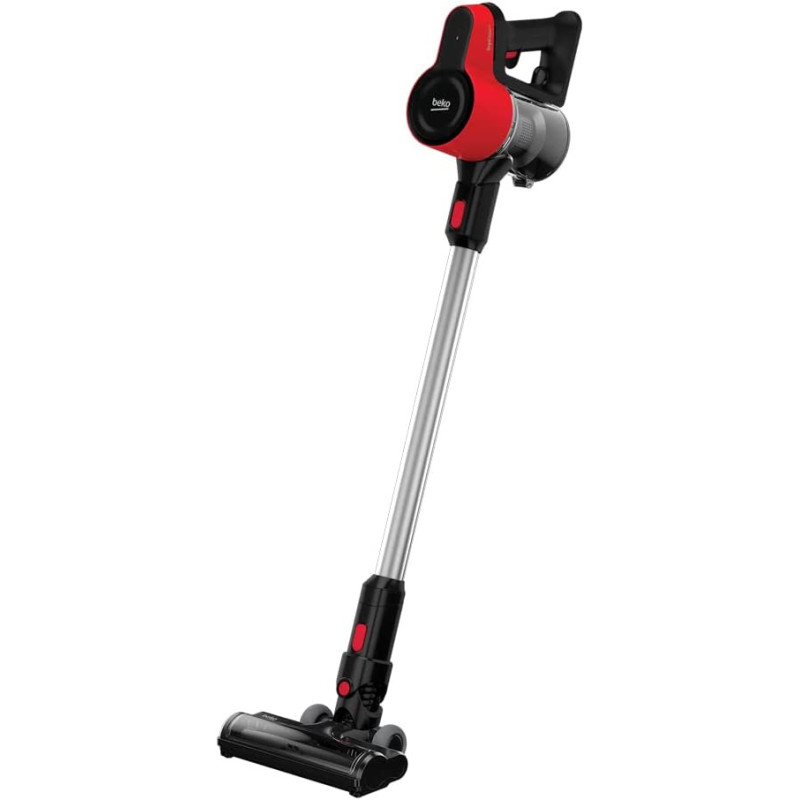 Beko Ergoclean VRT 50121 Vr Cordless Vacuum Cleaner , 110 Motor Power , 550Ml Dust-Bin Capacity , 2 Suction Mode , Electrical Turbo Brush With Led Light - Black & Red