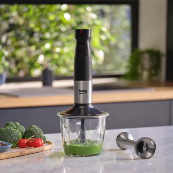 Beko Hand Blender HBA 81762 BX, 750 W Motor Power, Variable speed setting, Turbo function, Stainless steel chopping blades. Glass Chopper Bowl 1L, Double Beater, - Stainless steel