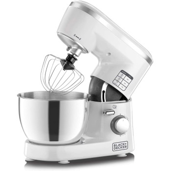 Black & Decker 1000W 4L Kitchen Stand Mixer Machine Stainless Steel Bowl, To Beat Emulsify Knead Whip Cream (SM1000-B5)