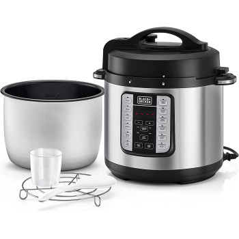 Black & Decker 1000W 6L Electric Pressure Cooker 7in1, With 12 Smart Programs 9 Safety Features Dishwasher Safe with Accessories, For Quick and Easy Meals PCP1000-B5 2 Years Warranty