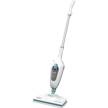 Black & Decker 1300W Steam Mop with Superheated Steam Swivel Head and Microfibre Pad for Home & Office White/Blue FSM13E1-B5 2 Years Warranty