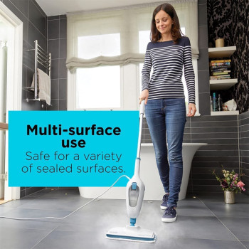 Black & Decker 1300W Steam Mop with Superheated Steam Swivel Head and Microfibre Pad for Home & Office White/Blue FSM13E1-B5 2 Years Warranty