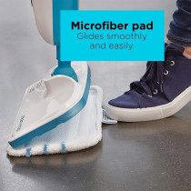 Black & Decker 1300W Steam Mop with Superheated Steam Swivel Head and Microfibre Pad for Home & Office White/Blue FSM13E1-B5 2 Years Warranty