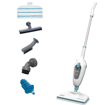 Black & Decker 5-In-1 Steam Mop With Superheated Steam With 5 Accessories Swivel Head 1300 W 380 Ml White Fsmh13E5-B5 2 Years Warranty