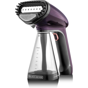 Black & Decker Portable Garment Steamer With Universal Bottle Adaptor 1500W Dark Purple HST1500-B5 2 Years Warranty