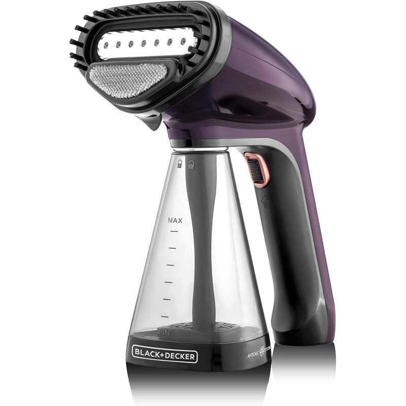 Black & Decker Portable Garment Steamer With Universal Bottle Adaptor 1500W Dark Purple HST1500-B5 2 Years Warranty