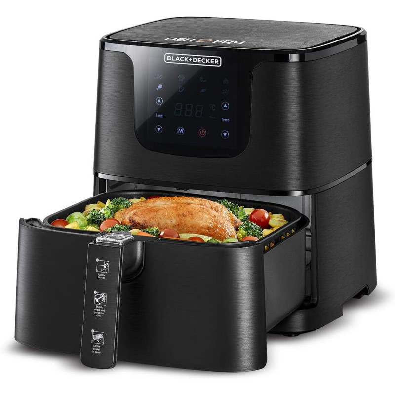 Black + Decker XL Digital Air Fryer 1700W, 7.5L Capacity, 360deg Rapid Air Convection Tech, AF700-B5, 2 Years Warranty