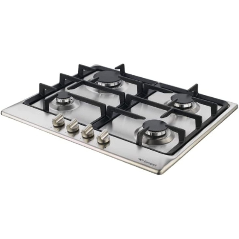 Bompani Gas Hob 4 Burners Size (60 x 60) cm Silver Model BO213LF -1 Years Full Warranty.