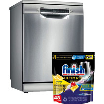 Bosch 60 Cm Freestanding Dishwasher -Sms4Hmi26M with free Finish Dishwasher Detergent Tablets Lemon Sparkle, 48 Tabs