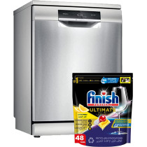 Bosch Free Standing Dishwasher -Sms8Zdi48M with Finish Powerball Ultimate All in One Dishwasher Tablets, Lemon Sparkle, 48 Tabs