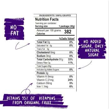 Bonaf Freeze Dried Grape (Seedless), Authentic Uzbek Fruit, Delicious And Crunchy Snack, 100% Natural (40 Gram)