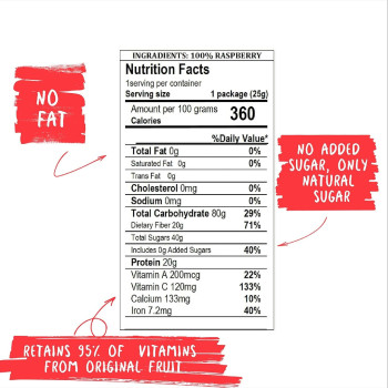 Bonaf Freeze Dried Raspberry, Delicious And Crunchy Snack (25G) 100% Natural Can Add To Granola, Yoghurts, Smoothies Or Desserts