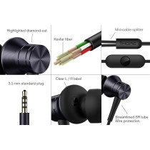 1More E1009 Piston Fit Wired Earphone With Noise Isolation Durable In-Ear Headphone Pure Sound Deep Bass Phone Control With Mic 3.5Mm Jack - Black