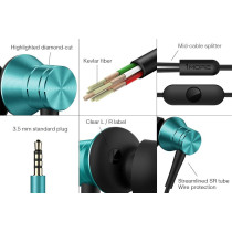 1More E1009 Piston Fit Wired Earphone With Noise Isolation Durable In-Ear Headphone Pure Sound Deep Bass Phone Control With Mic 3.5Mm Jack - Blue