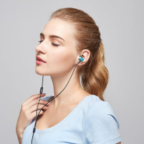 1More E1009 Piston Fit Wired Earphone With Noise Isolation Durable In-Ear Headphone Pure Sound Deep Bass Phone Control With Mic 3.5Mm Jack - Blue
