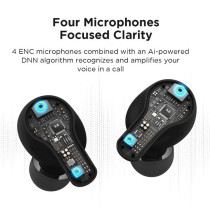 1More Ecs3001T Pistonbuds Tws Earphones 4 Enc Mic Low Latency Dynamic Stereo Earbuds Touch Control Sports Headphones Type-C Bluetooth 5.0 - Black