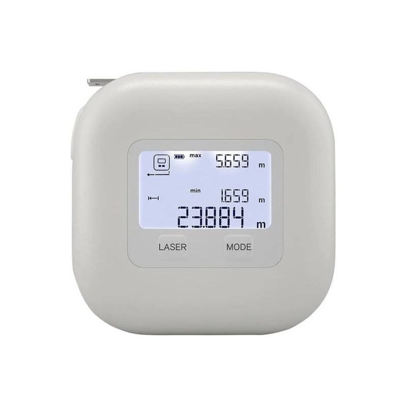 Akku Ak301 Smart Measuring Laser Tape 25M Long Distance Laser Range Finder 0.2S Measuring Speed High Resolution Digital Screen Pocket Size - White