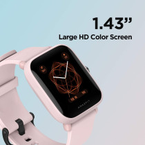 Amazfit Bip U Pro Smart Watch 1.43 Inch Hd Color Screen Display 60+ Sports Mode 24Hrs Health Monitoring Gps Alexa Supported 5Atm Waterproof - Sakura Pink