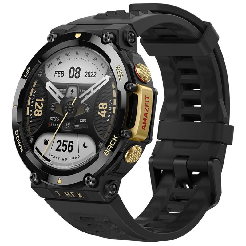Amazfit T Rex 2 Smart Watch 1.39-Inch Amoled Display Real Time Navigation Gps Health & Fitness Tracker Sport Watch - Black/Gold