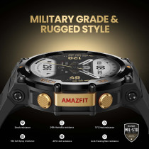 Amazfit T Rex 2 Smart Watch 1.39-Inch Amoled Display Real Time Navigation Gps Health & Fitness Tracker Sport Watch - Black/Gold