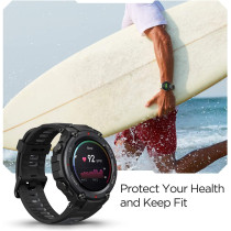 Amazfit T-Rex Pro Smart Watch 1.3-Inch Amoled Screen Military-Grade Design Heart Rate/Sleep/Stress Monitoring Spo2 100+Sports Mode 10Atm Waterproof - Black