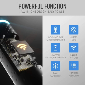 Bebird M9 Pro Smart Visual Ear Cleaning Stick With 3 Mega Pixels Endoscope Hd Camera, 350Mah Long Battery, Ip65 Waterproof - Black