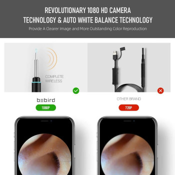Bebird M9 Pro Smart Visual Ear Cleaning Stick With 3 Mega Pixels Endoscope Hd Camera, 350Mah Long Battery, Ip65 Waterproof - Black