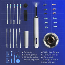 Bebird Note 3 Pro Wireless Smart Ear Stick With 10 Megapixel Hd Otoscope Camera 2 In 1 Rod & Tweezer 12 Pieces Spoons Ear Wax Removal Tool - White