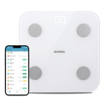Bomidi S1 Smart Body Fat Weight Scale Led Display Bluetooth 4.0 Smart App Body Composition Bia Technology Bmi Body Composition Anti-Collision - White
