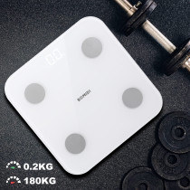 Bomidi S1 Smart Body Fat Weight Scale Led Display Bluetooth 4.0 Smart App Body Composition Bia Technology Bmi Body Composition Anti-Collision - White