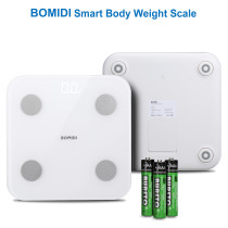 Bomidi S1 Smart Body Fat Weight Scale Led Display Bluetooth 4.0 Smart App Body Composition Bia Technology Bmi Body Composition Anti-Collision - White